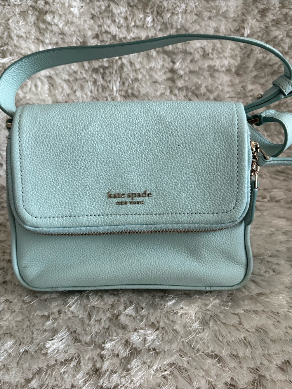 kate spade Mint Green Pebbled Leather Crossbody with Gold Hardware - Picture 1 of 6